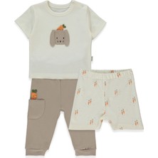 Bebetto Interlok Patiksiz Pijama Takımı 3lü (Baby Carrot) Kahverengi