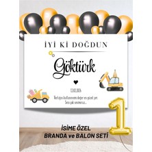 Bkmc Party Isimli Iş Arabası Konseptli Balonlu Doğum Günü Duvar Brandası 40 Balon-Yaş Balonu Arkaplan Seti