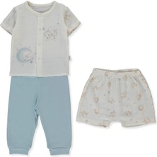 Bebetto Müslin Patiksiz Pijama Takımı 3lü (Pıllowy) Mavi