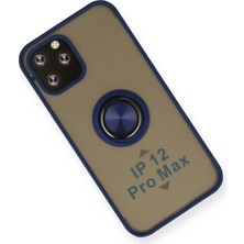 Ronanna Newface Iphone 12 Pro Max Kılıf Montreal Yüzüklü Silikon Kapak - Lacivert