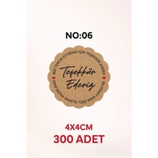 Woisco Teşekkür Kraft Sticker Etiket, 300 Adet (4X4CM) Kraft Paketleme Etiketi T.no:01