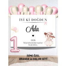 Bkmc Party Isimli Tavşan Konseptli Balonlu Doğum Günü Duvar Brandası 40 Balon ve Yaş Balonlu Arkaplan Seti