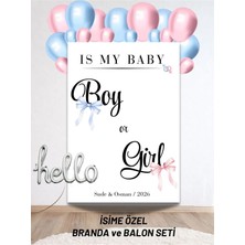 Bkmc Party Isimli Cinsiyet Partisi Konsepti Balonlu Duvar Brandası 40 Balon ve Yaş Balonlu Kız Mı Erkek Mi Seti