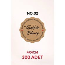 Woisco Teşekkür Kraft Sticker Etiket, 300 Adet (4X4CM) Kraft Paketleme Etiketi T.no:01