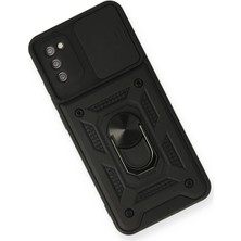 Ronanna Newface Samsung Galaxy A03S Kılıf Pars Lens Yüzüklü Silikon - Siyah