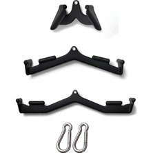 CrewSport 3 Lü Metal Mag Grıp Lat Pulldown Bar Aparat Seti - Sırt Çekiş Aparatı - Fitness Aparat Seti - Mag Aparat