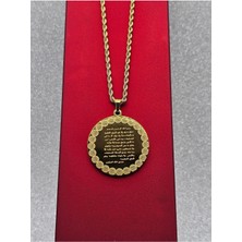 Mosso Steel Ayetel Kürsi Yazılı Çelik Kolye Altın Renk