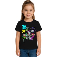 Sedirli Unisex Teen Titans Go Baskılı Çocuk Tişört Pamuklu Penye Kumaş