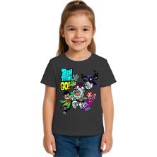 Sedirli Unisex Teen Titans Go Baskılı Çocuk Tişört Pamuklu Penye Kumaş