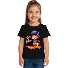 Sedirli Unisex Hot Wheels  Baskılı Çocuk Tişört Pamuklu Penye Kumaş