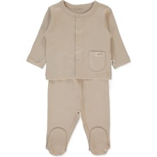 Bebetto Organik Raporlu Interlok Patikli Pijama Takımı 2li (Organıc Be Nature) Bej