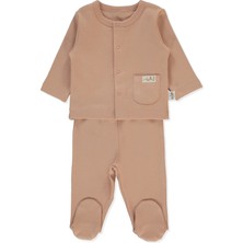 Bebetto Organik Raporlu Interlok Patikli Pijama Takımı 2li (Organıc Be Nature) Kiremit