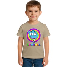 Sedirli Unisex Gumball Baskılı Çocuk Tişört Pamuklu Penye Kumaş
