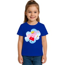 Sedirli Unisex Peppa Pig Baskılı Çocuk Tişört Pamuklu Penye Kumaş