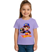 Sedirli Unisex Hot Wheels  Baskılı Çocuk Tişört Pamuklu Penye Kumaş