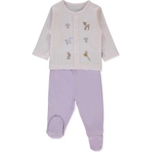 Bebetto Interlok Patikli Pijama Takımı 2li (Loves You) Lila