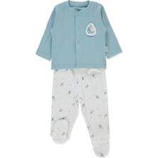 Bebetto Ajurlu Patikli Pijama Takımı 2li (Palm In The Sea) Petrol Yeşil