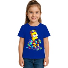 Sedirli Unisex Sımpsons Baskılı Çocuk Tişört Pamuklu Penye Kumaş