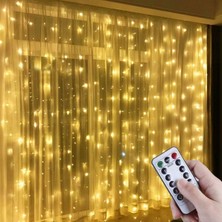 By Nevser® Uzaktan Kumandalı LED Perdeye Takılabilen Kancalı Işık USB 3x3 Metre Peri Perde LED