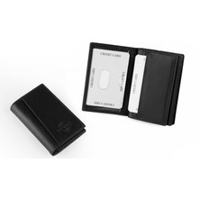 Deri Dikey Kartlık Siyah Gencer Leather