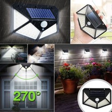 By Nevser® 100 Ledli 3 Farklı Aydınlatma Ayarlı Solar Güneş Enerjili Hareket Sensörlü Bahçe Duvar Lambası
