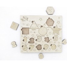 Montessori Ahşap Şekiller ve Sayılar Eğitici Puzzle