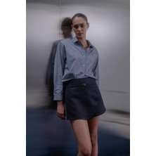 Select By Markaliste Kemer Detaylı Şort Etek Lacivert