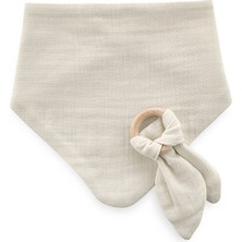 Xo Kids BabyJem Ahşap Diş Kaşıyıcılı Bürümcük Müslin Önlük 736 Ekru