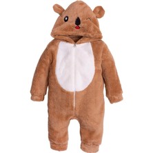 Chicsy Baby Kışlık Tatlı Peluş Kapüşonlu Ayıcık Nakışlı Bebek Çocuk Welsoft Tulum