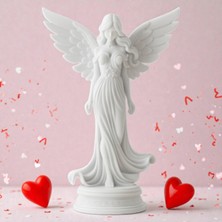 Mescolare Dekoratif Modern Kanatlı Melek Heykeli - Estetik Beyaz Peri Biblo-Ev Hediyesi-3d