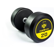 Hasgym 20 kg Kauçuk Kaplı Profesyonel Olimpik Dumbbell ( Dambıl )