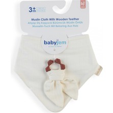 Xo Kids BabyJem Silikon Diş Kaşıyıcılı Müslin Önlük 736 Ekru