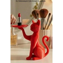 Oxyteez Kedi Sunumluk Organizer Plastik Zarif Beyaz Siyah Kırmızı Çok Fonksiyonel Tabağı