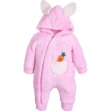 Bulut Baby Mutlu Tavşan Unisex Fermuarlı Kışlık Bebek Uyku Tulumu Bebek Tulumu Bebek Kostümü
