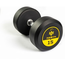 Hasgym 15 kg Kauçuk Kaplı Profesyonel Olimpik Dumbbell ( Dambıl )