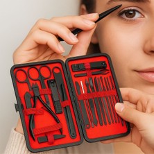 By Nevser® 24 Parça Kendiliğinden Deri Çantalı Seyahat Tipi Manikür Pedikür Seti