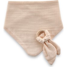 Xo Kids BabyJem Ahşap Diş Kaşıyıcılı Bürümcük Müslin Önlük 736 Somon