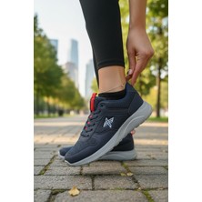 Enoch Kadın Lacivert Geometrik Yan Amblem Detaylı ve Bağcıklı Spor Ayakkabı