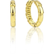 Söğütlü Silver 925 Ayar Gümüş Küpe Üzeri Altın Kaplama Segment Modern Halka Küpe SGTL13190GOLD