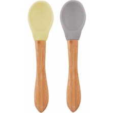 Oioi Bambu Saplı Silikon Mama Kaşığı 2li Mellow Yellow  Powder Grey