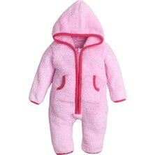 Chicsy Baby Kışlık Tatlı Peluş Pamuklu Cepli Kapüşonlu Bebek Çocuk Welsoft Tulum
