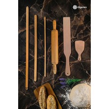 Ülgenev 6 Parça Gelenekesel Hamur Açma, Şekillendirme Oklava, Bisleğeç ve Merdane Seti