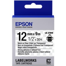 Ronanna Epson Lk-4tbw Güçlü Yapışkanlı Şeffaf Üzeri Siyah 12MM 9metre Etiket