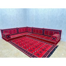 Coton Şark Köşesi Lüks Minder Takımı Kırmızı 10 Parça