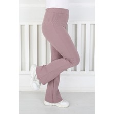 Libas Verda Ispanyol Paça Birinci Kalite Fitilli Kumaş Mürdüm Kız Çocuk Günlük Tayt