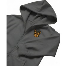 Muhtar Store Erkek Yorkshire Terrier Baskılı Oversize Fermuarlı Hoodie