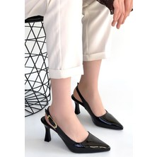 Erbilden Hies Siyah Rugan Topuklu Ayakkabı