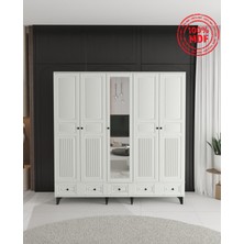 T&B NİL 5 KAPAKLI ÇEKMECELİ GARDIROP - TAMAMI MDF