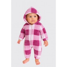 Chicsy Baby Kışlık Tatlı Peluş Welsoft Tulum Mor Renkli %100 Pamuklu Uzun Kollu Kız Bebek Tulum