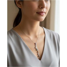 Modern Renkli Taş Detaylı Kadın Uzun Kolye